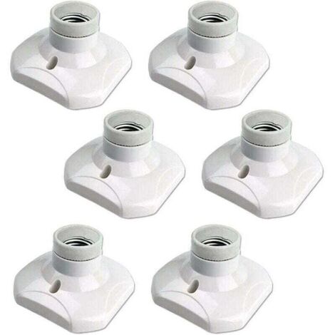 Douille Plafond E27 à Visser, Douille E27 Garage, AC 220-240V, Support Douille pour Ampoule LED, Base Plafonnier Culot E27, Base de Lampe Plastique Blanche pour Lampe au Mur, lot de 6