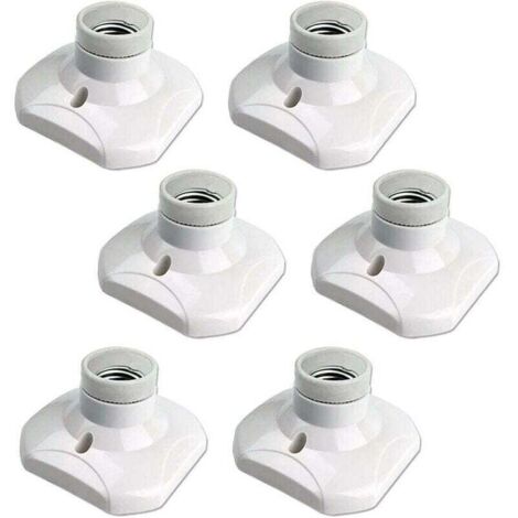 Douille Plafond E27 à Visser, Douille E27 Garage, AC 220-240V, Support Douille pour Ampoule LED, Base Plafonnier Culot E27, Base de Lampe Plastique Blanche pour Lampe au Mur, lot de 6