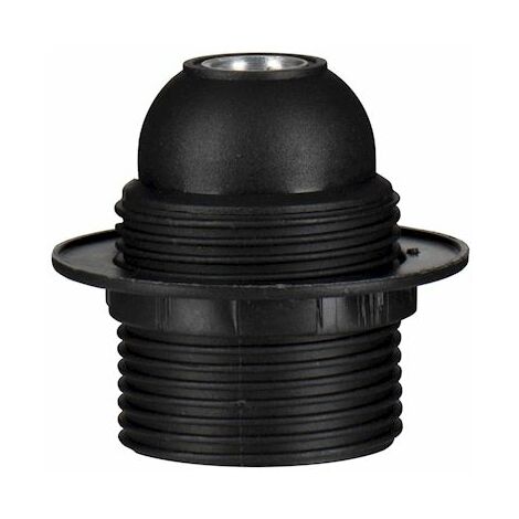 Douille pour ampoule E27 en thermoplastique – Chemise filetée avec bague – Noir – 141122 – Bailey