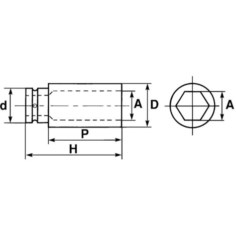 Douille pour clé à choc Hexagonal, 26mm Carré 1/2" ( Prix pour 1 )