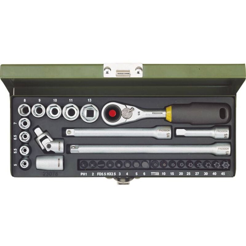 Proxxon - Industrial Douille métrique 1/4 (6.3 mm) 32 pièces 23078