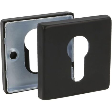 Douille pour poignées de rosette carrée  Mod. 5RX  54 x 54 mm  Emboutissage de serrure  Pour cylindre Europrofilé  Acier inoxydable Noir