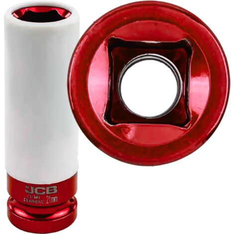 Douille profonde JCB pour jantes en alliage avec manchon de verrouillage 1/2" 21 mm Cr-Mo