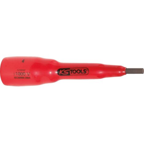 Douille tournevis 3/8" avec revêtement isolant pour vis à six pans creux, 4 mm, longueur 82 mm