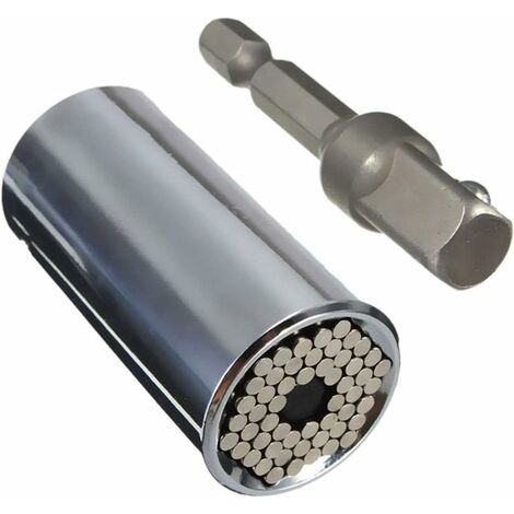 Douille Universelle, (7mm-19mm) Cliquet Universelle Outil de Réparation avec 3/8 Tige d'Extension Hexagonale Clé Adaptateur Drill Multifonctionnel Outil à Main Clé Adaptateur Drill Outil