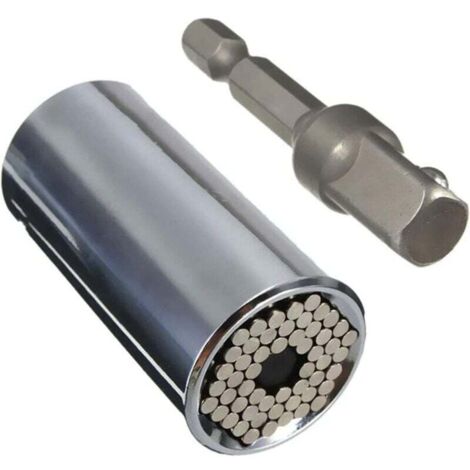 Douille universelle, (7mm-19mm) Outil de réparation à cliquet universel avec adaptateur de clé à rallonge hexagonale 3/8 perceuse adaptateur de clé à main multifonctionnelle