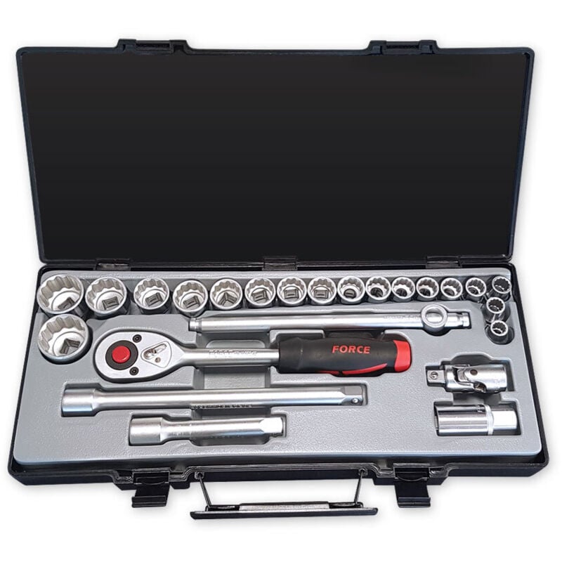 Force - Douilles 12 pans carre 1/2 - coffret cles a douilles 24 pcs