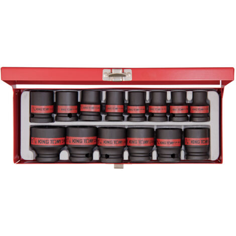 Coffret de 14 douilles à chocs 1/2 pouces – En chrome molybdène vanadium – Douilles 6 pans pour mécaniques anglaises et américaines – King Tony