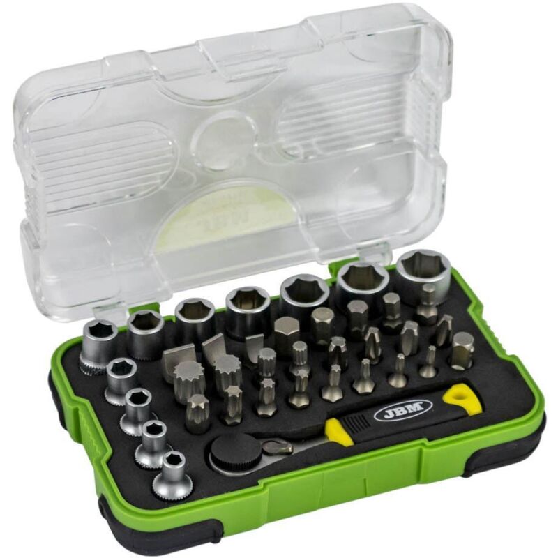 JBM - Douilles 6 pans et embouts 1/4 en coffret - 37 pcs