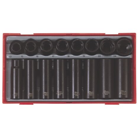 Douilles à choc courtes et longues TT1 tray 1/2'' 13- 24mm 16 pièces Teng Tools TT9116N