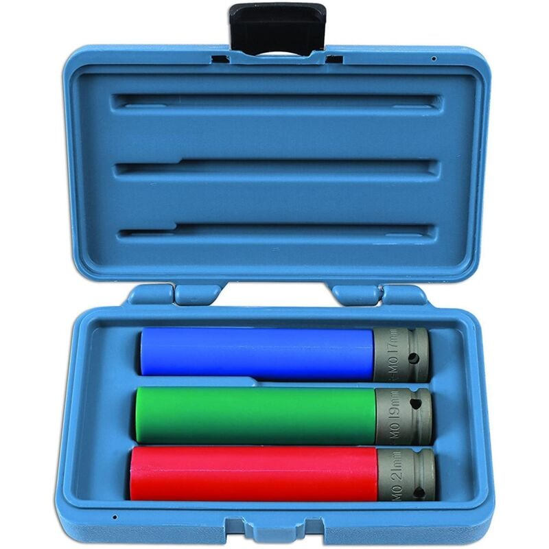 Laser Tools - Douilles a choc extra longues (150 mm) pour jantes alu - coffret de 3