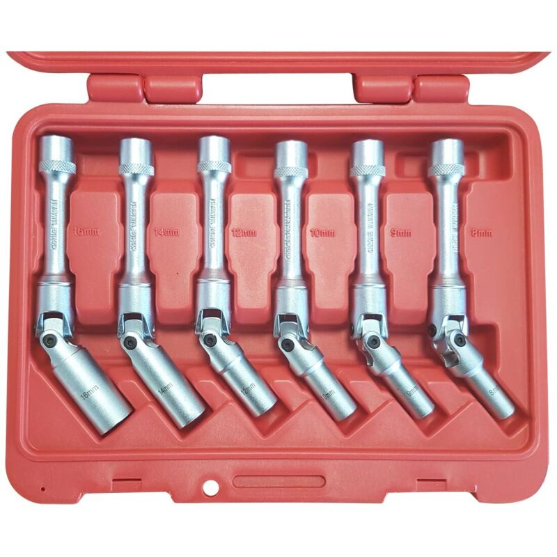 Oc-pro - Jeu de 6 douilles articulees extra longues chrome vanadium