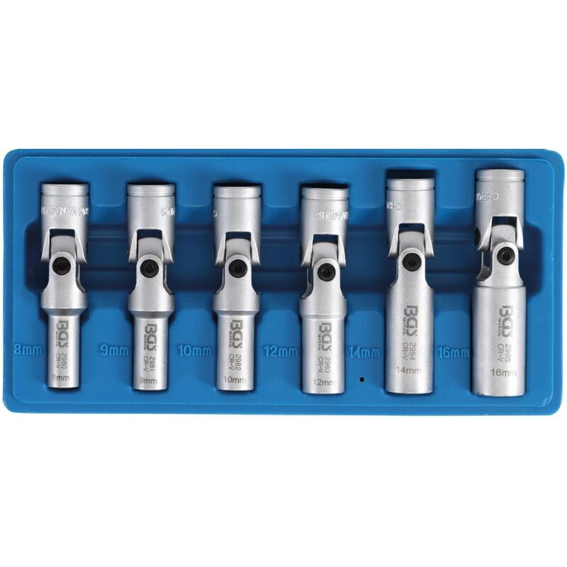 Jeu de clés articulées pour bougies de préchauffe universelles, hexagonales 10 mm (3/8') 8 - 16 mm 6 pièces