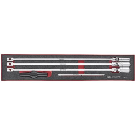 Douilles bougies poignée T Foamx4 tray 3/8 14- 21mm 5 pièces Teng Tools TEXTB05
