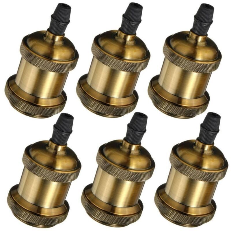 Douilles d'ampoule LED E27 Edison vintage, supports d'adaptateur de lumière en spirale, 6 pièces (Bronze)