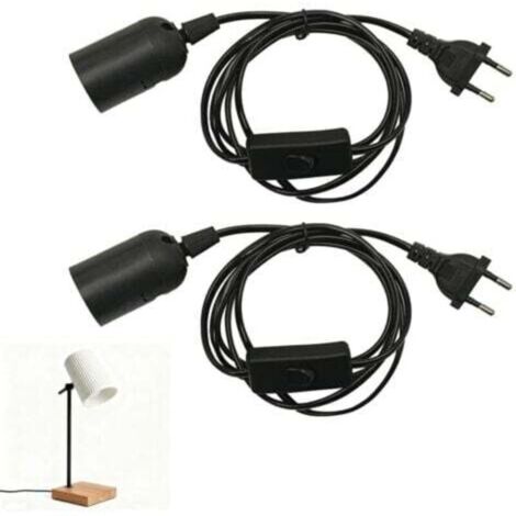 Douilles E27 avec interrupteur intégré – Lot de 2, câble 1,5 m, couleur noir élégant, idéales pour lampadaires, lustres et cuisine
