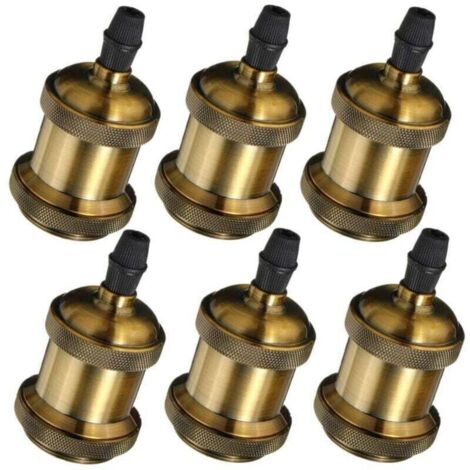 Douilles LED E27 Vintage Édison pour Ampoules Spirales – Lot de 6 Supports en Bronze Antique pour Éclairage Décoratif Intérieur