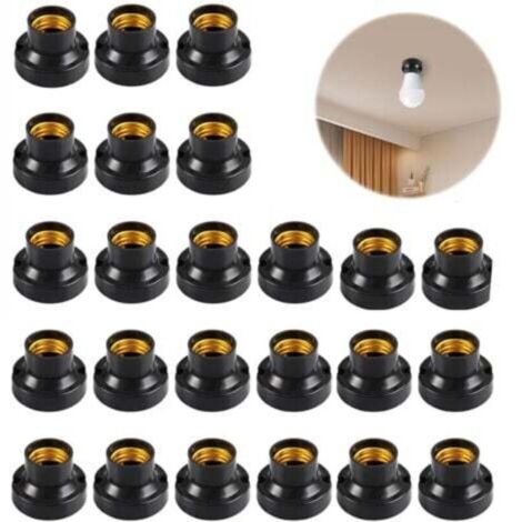 Douilles plafond E27 à visser – Lot de 24 pièces pour ampoules incandescentes et halogènes, support encastrable robuste