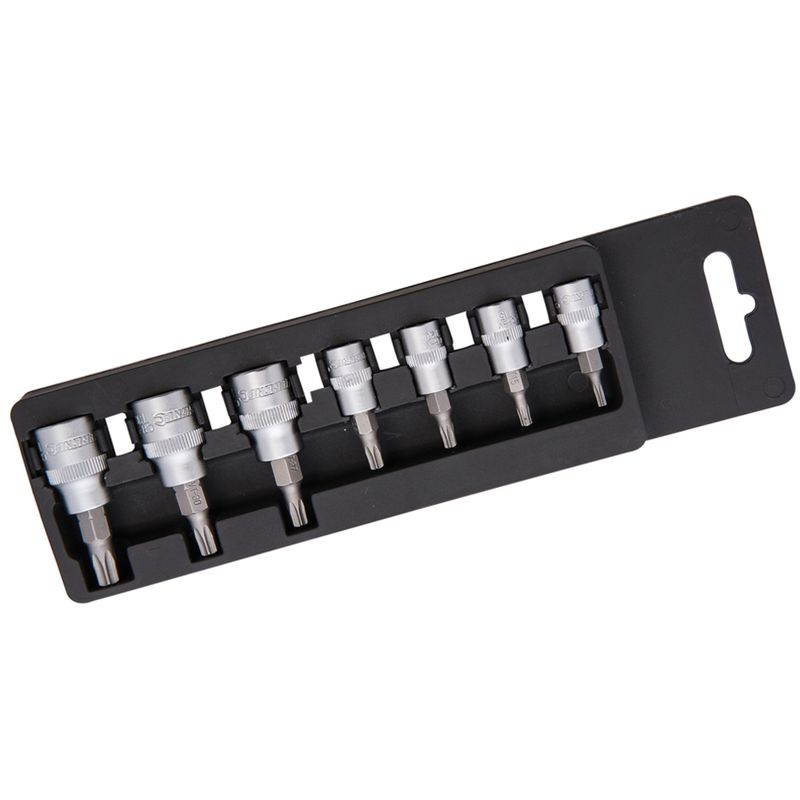 Silverline - jeu de 7 douilles à embouts torx 1/4 et 3/8 T10 - T40 763566