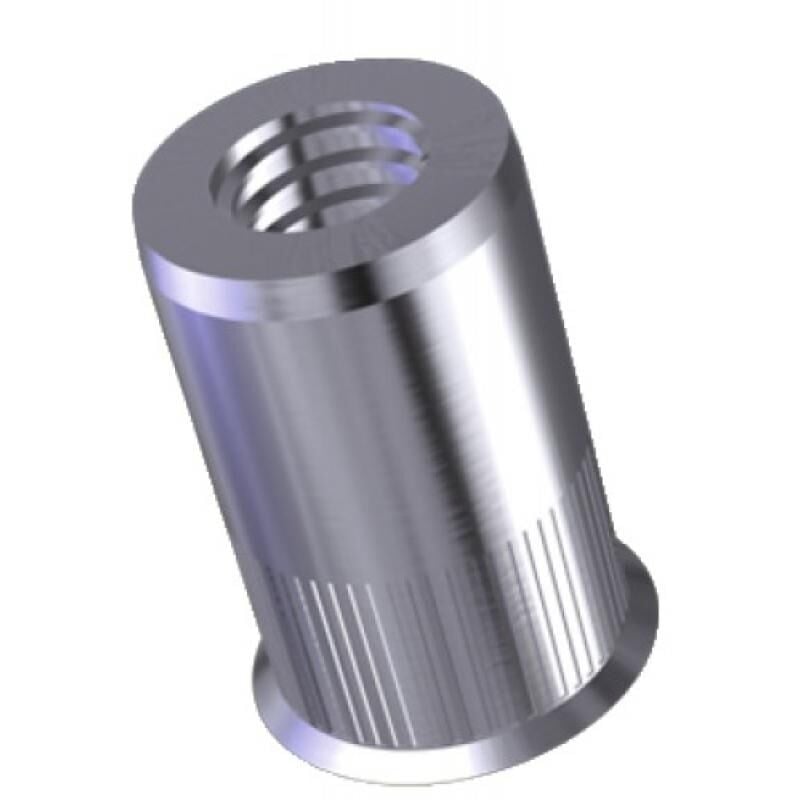 Douilles taraudées rivklé cannelées inox, diamètre de perçage 11 mm, diamètre nominal M8, boîte de 100 douilles - RIVKLE