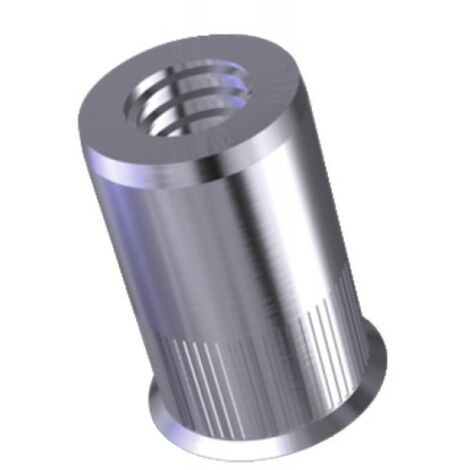 Douilles taraudées rivklé cannelées inox, diamètre de perçage 6 mm, diamètre nominal M4, boîte de 100 douilles - RIVKLE