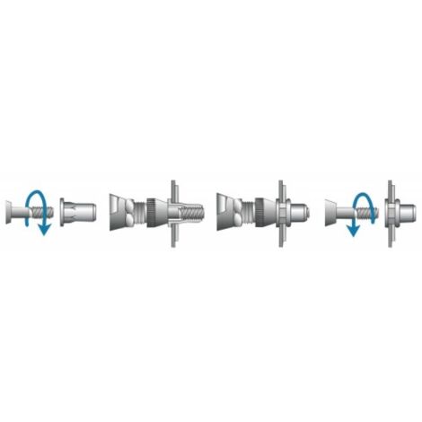 Douilles taraudées rivklé tête plate acier zingué, diamètre de perçage 7 mm, diamètre nominal M5, boîte de 100 douilles - RIVKLE