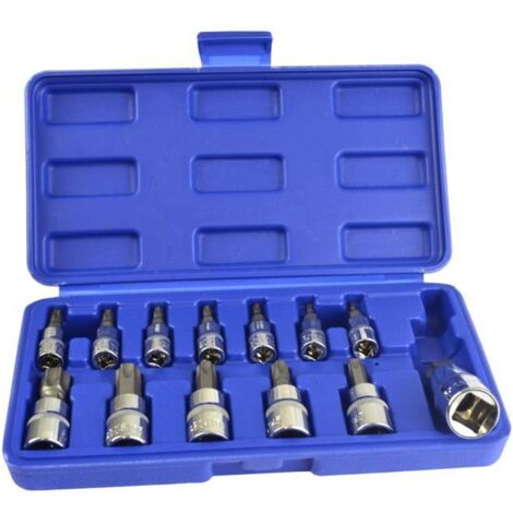 Douilles Torx inviolables - Professionnel - 13 pièces - Acier chrome-vanadium - 1/4 3/8 1/2 pouces
