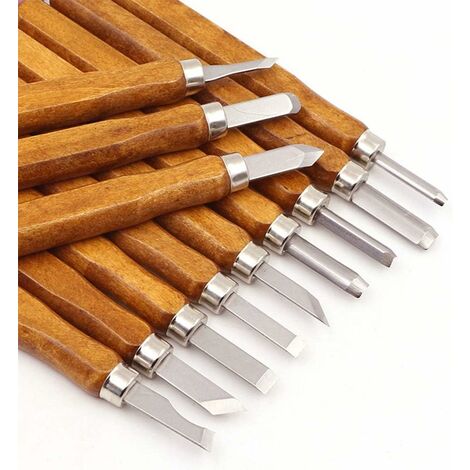 D'outils de sculpture sur bois Fontainebleau - Ciseaux de sculpture professionnels Poignée de couteau Sculpture Sculptures Expert Carpenter Débutants avec housses de protection 12Pcs Kit