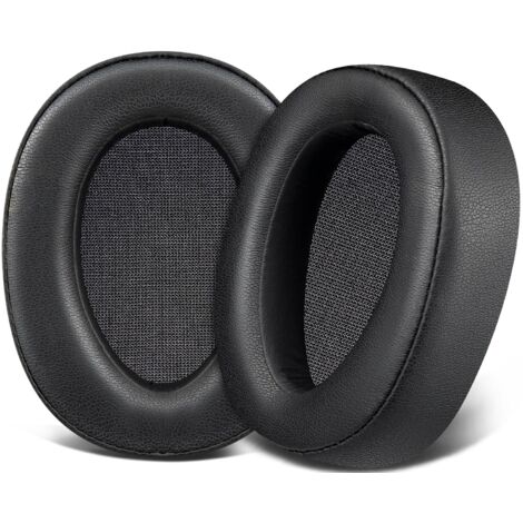 Doux Cuir Protéiné Mousse Coussin Coussinets pour Sony WH-H900N (h.Ear on 2 Wireless) & MDR 100ABN (h.Ear on Wireless) Annulation de Bruit Over-Ear Casque,Cuir Protéiné-Noir