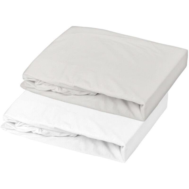 Domiva Lot de 2 Draps Housses Jersey Blanc Gris Perle