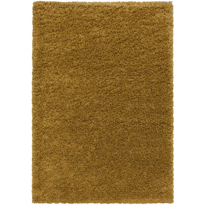 Sydney - Tapis Uni Poils Longs Doux pour Salon, Chambre, Couloir (Ocre - 100x200cm)
