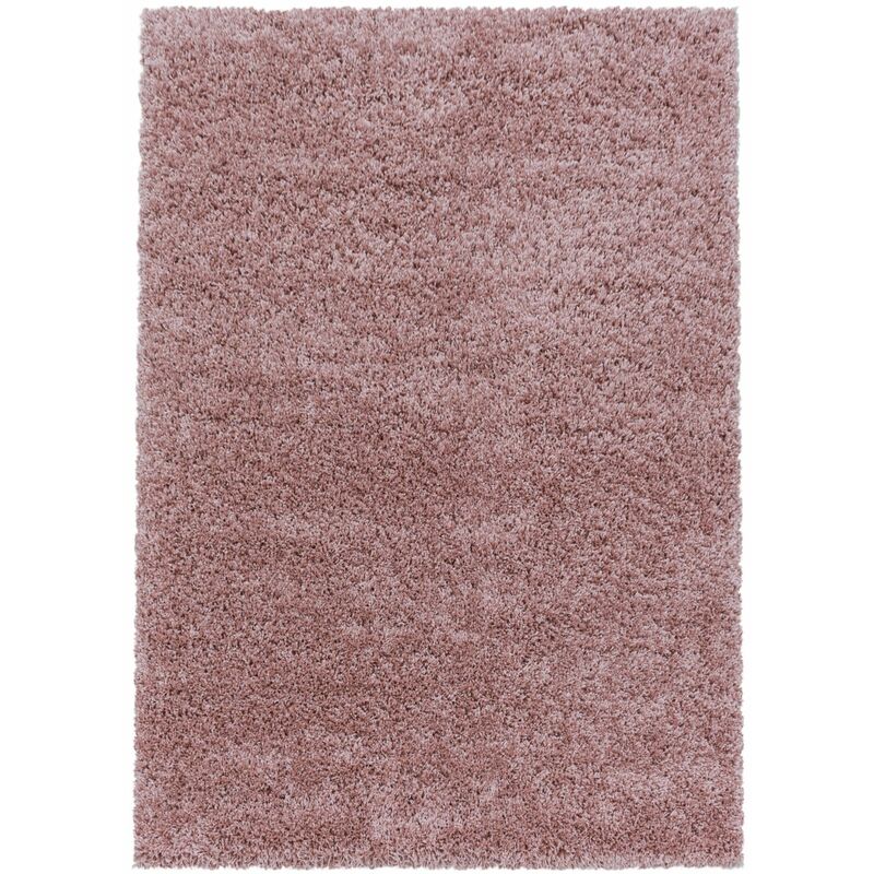 Sydney - Tapis Uni Poils Longs Doux pour Salon, Chambre, Couloir (Rose - 60x110cm)
