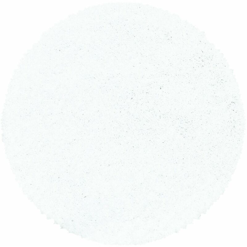 Tapis Rond Uni Poils Longs Doux pour Salon, Chambre, Couloir (Blanc - 160x160cm)