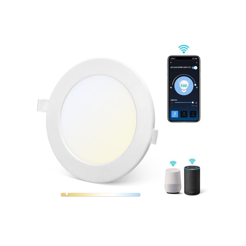 

Down light LED inteligente 12W WIFI CCT（3000K-6500K）(Cutout:155mm)