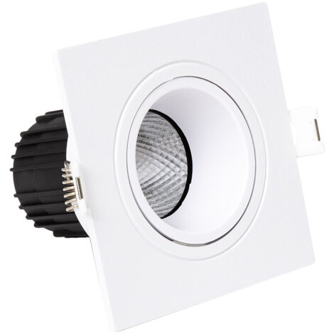 Downlight Carré Inclinable LED 9W Dimmable Coupe Ø 75 mm 4000K Blanc Blanc neutre