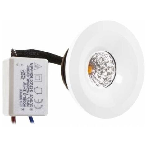 Downlight centimo rond encastré fixe 1x1w led 65lm 4000k al.0,3xd.5cm white