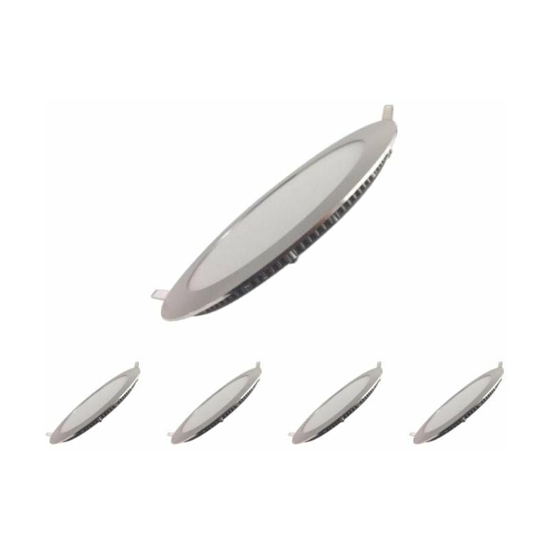 Downlight Dalle led 12W Extra Plate Ronde - Pack de 5 / Blanc - Aluminium