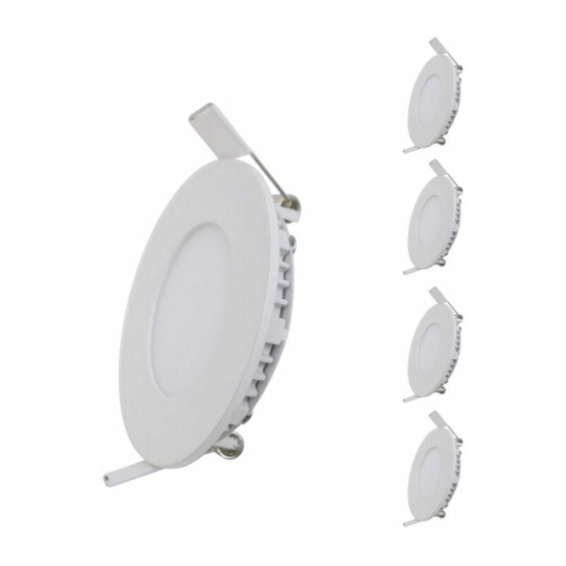 Downlight Dalle led 12W Extra Plate Ronde - Pack de 5 / Blanc - Blanc