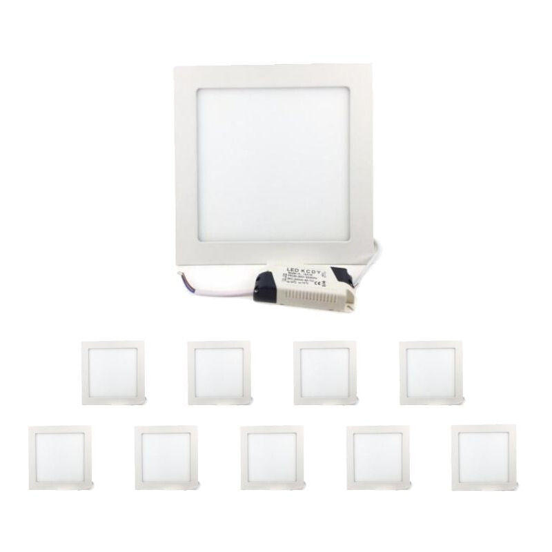 Downlight Dalle led 18W Extra Plate Carrée blanc - Pack de 10 / Blanc Chaud Silumen