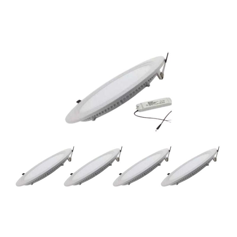 Downlight Dalle led 24W Extra Plate Ronde blanc - Pack de 5 / Blanc Chaud Silumen