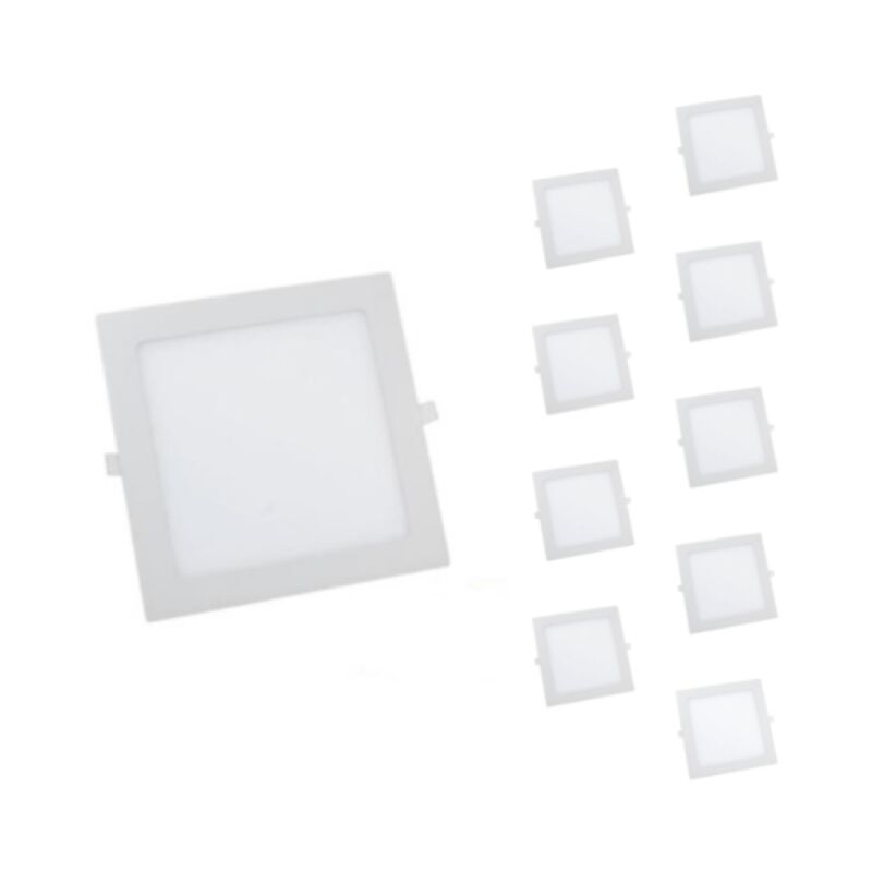 Spot led Extra Plat Carré 24W Blanc (Pack de 10) - Blanc Froid 6000K - 8000K Silamp