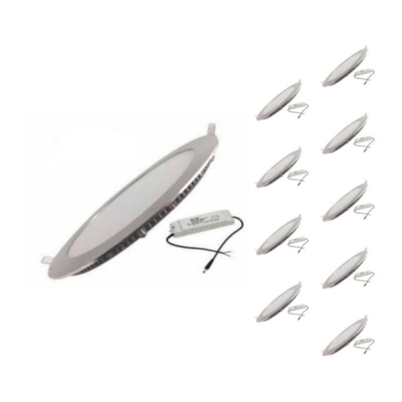 Spot led Encastrable Rond 12W alu (Pack de 10) - Blanc Chaud 2300K - 3500K Silamp