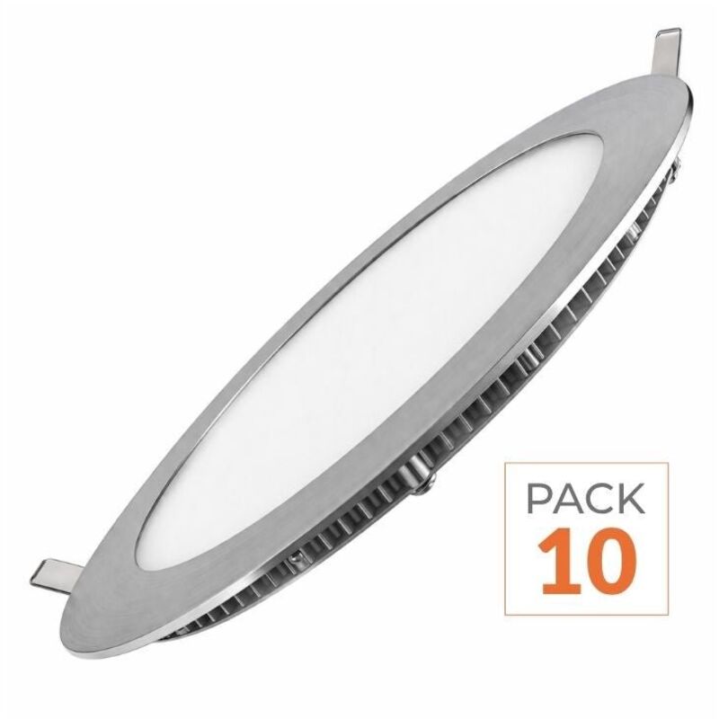 Silamp - Spot led Encastrable Rond 12W alu (Pack de 10) - Blanc Neutre 4000K - 5500K