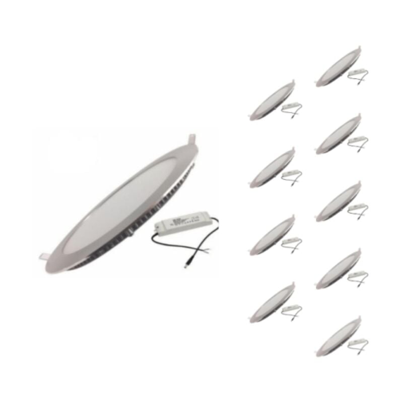 Downlight Dalle led Extra Plate Ronde alu 18W (Pack de 10) - Bla
