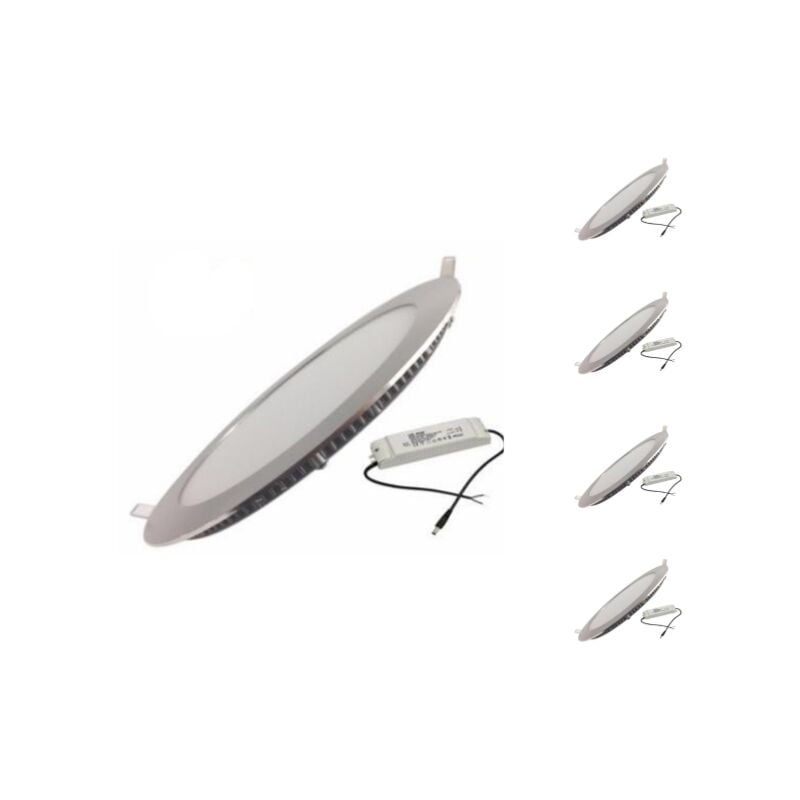 Downlight Dalle led Extra Plate Ronde alu 18W (Pack de 5) - Blan