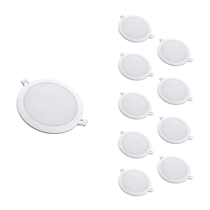 Downlight Dalle led Extra Plate Ronde blanc 18W Ø170mm - Pack de - Blanc