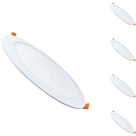 Downlight Dalle LED Extra Plate Ronde BLANC 24W Ø225mm (Pack de 5)