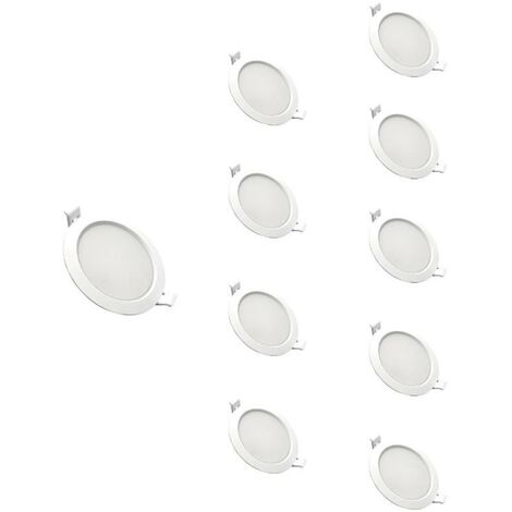 Downlight Dalle LED Plate Ronde BLANC 10W Ø115mm (Pack de 10) - Blanc Neutre 4000K - 5500K