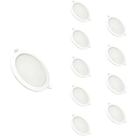 Downlight Dalle LED Plate Ronde BLANC 24W Ø225mm (Pack de 10) - Blanc Froid 6000K - 8000K