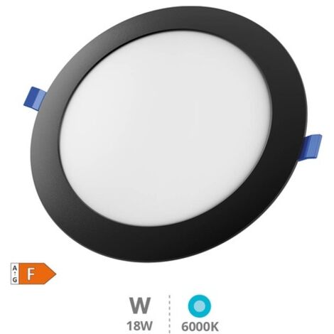 Downlight empotrable LED redondo Belur 18W 6500K Negro